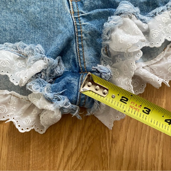 Vintage 80s 90s Filippo Totti FT Lace Ribbon Denim Jean Shorts 7 8 High Rise XS - Picture 8 of 9